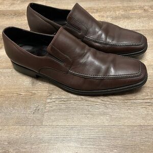 Bruno Magli Raging Dark Brown Leather Slip-On Loafers Shoes Italy